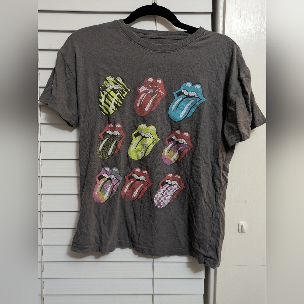 The Rolling Stones Gray and Yellow Short Sleeve Tee